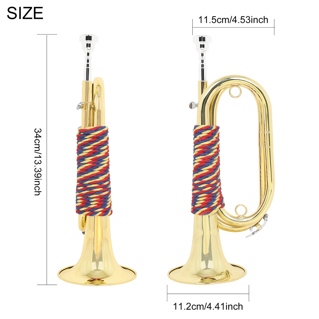Mini trąbka Bb, mosiężna, złot – Musical Instrument Bugle recenzja i cena